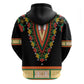 Africa Dashiki Zip Hoodie Embroidery Neckline Floral Pattern