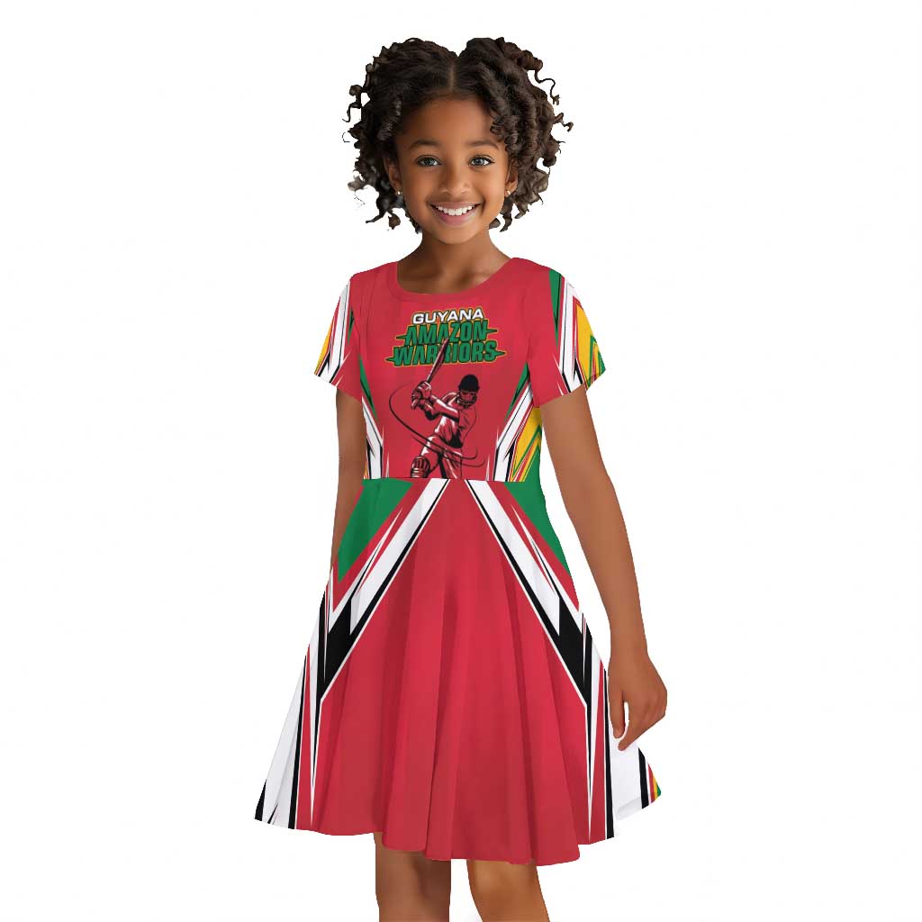Guyana Cricket Amazon Warriors Custom Kid Short Sleeve Dress Go Champion - African Pride