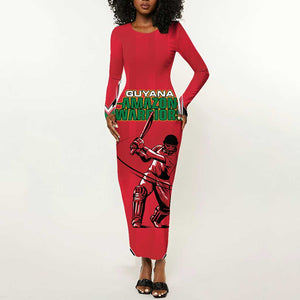 Guyana Cricket Amazon Warriors Custom Long Sleeve Bodycon Dress Go Champion - African Pride