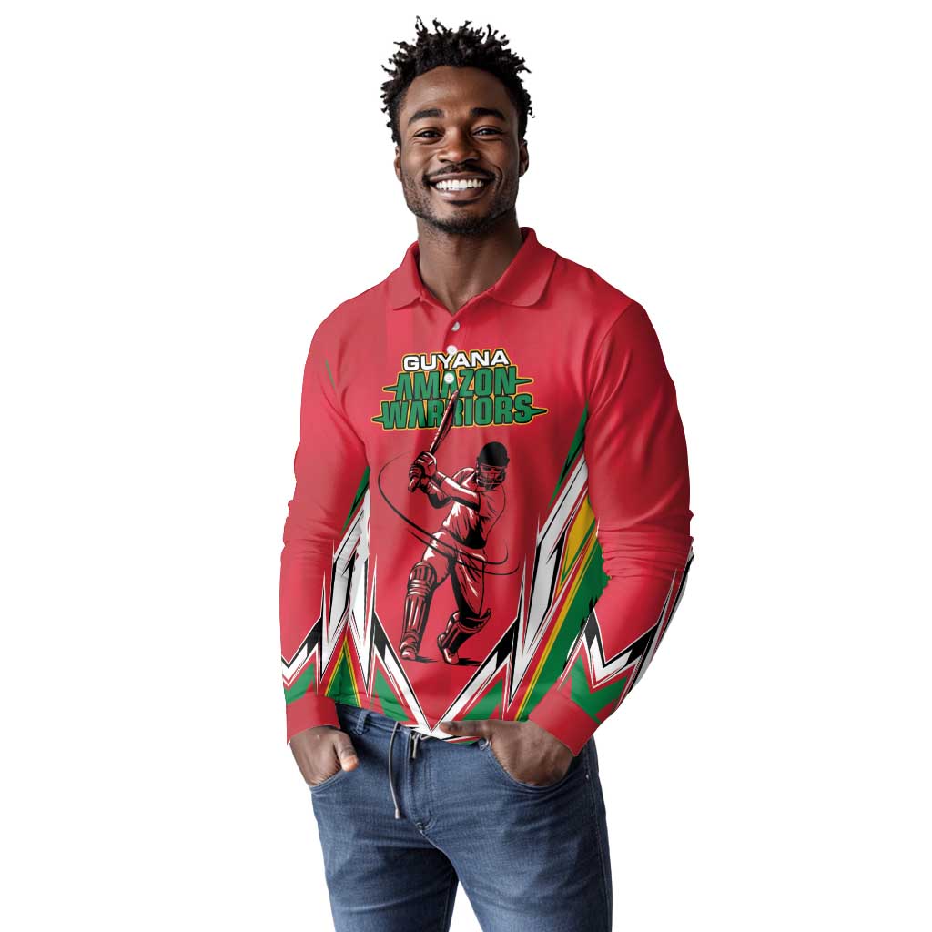Guyana Cricket Amazon Warriors Custom Long Sleeve Polo Shirt Go Champion - African Pride