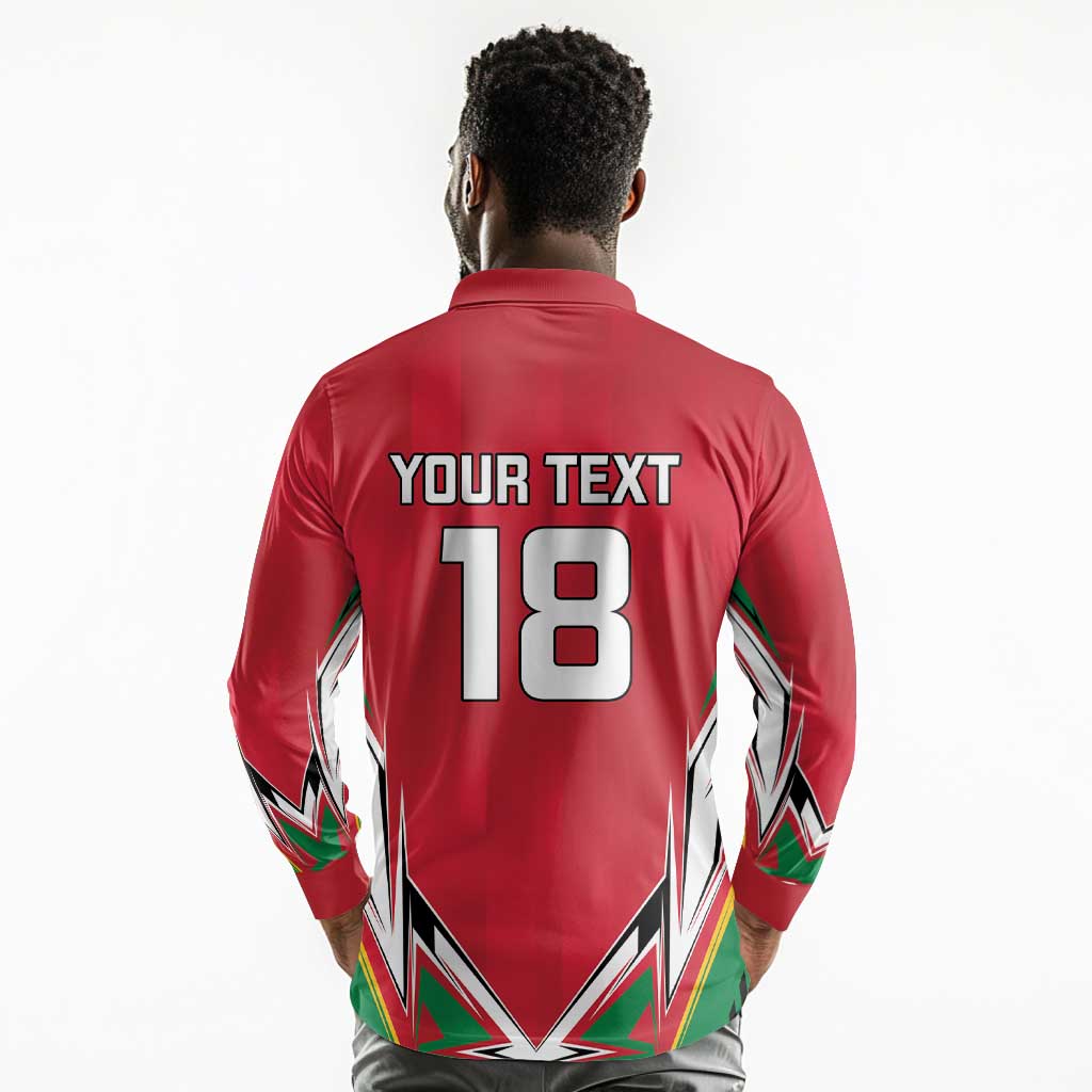 Guyana Cricket Amazon Warriors Custom Long Sleeve Polo Shirt Go Champion - African Pride