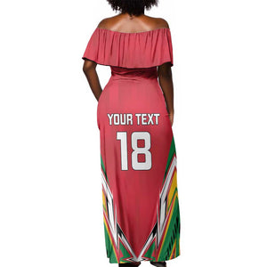 Guyana Cricket Amazon Warriors Custom Off Shoulder Maxi Dress Go Champion - African Pride