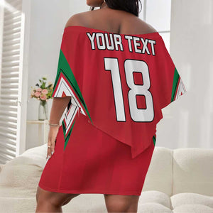 Guyana Cricket Amazon Warriors Custom Off Shoulder Short Dress Go Champion - African Pride