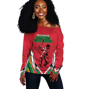 Guyana Cricket Amazon Warriors Custom Off Shoulder Sweater Go Champion - African Pride