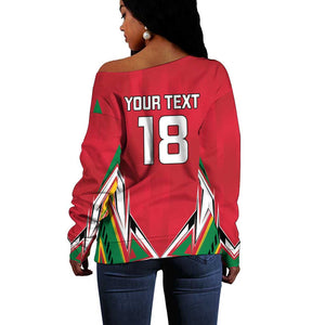 Guyana Cricket Amazon Warriors Custom Off Shoulder Sweater Go Champion - African Pride