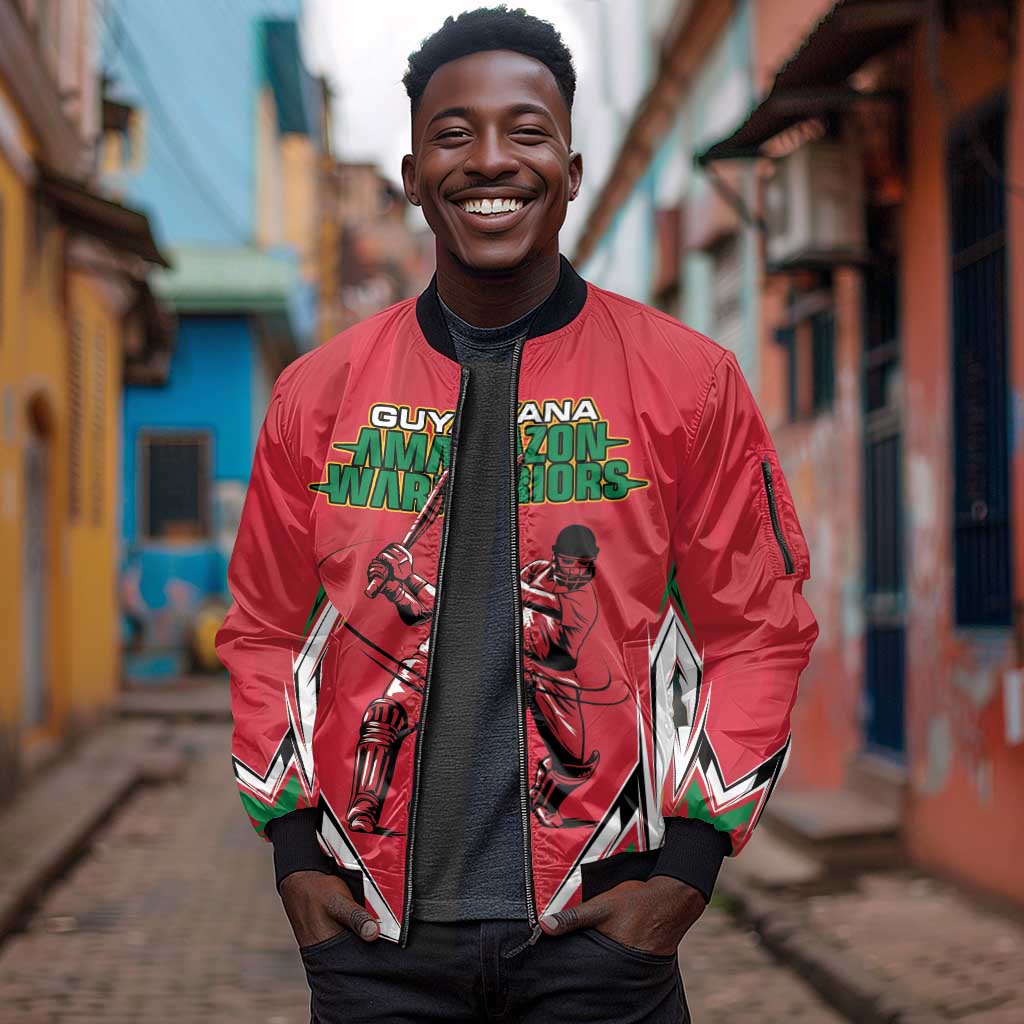 Guyana Cricket Amazon Warriors Custom Sleeve Zip Bomber Jacket Go Champion - African Pride