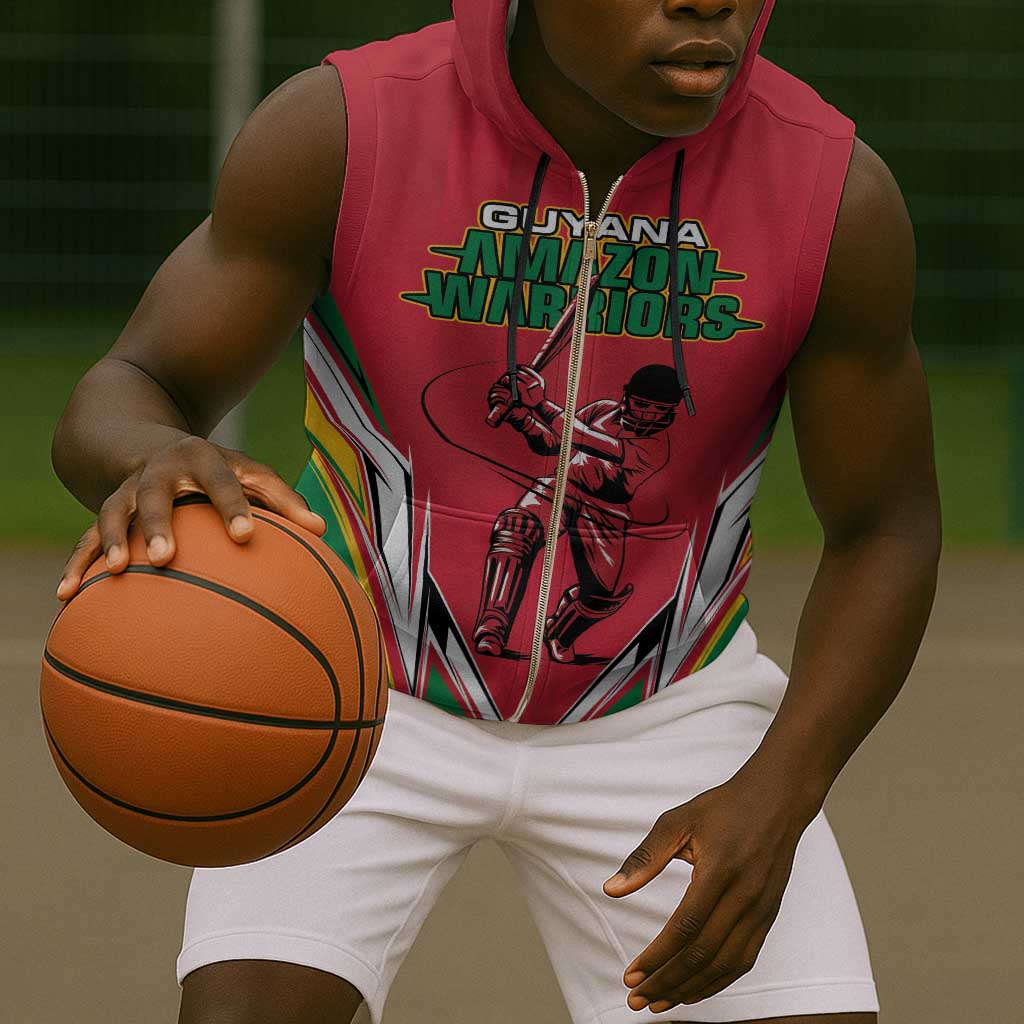 Guyana Cricket Amazon Warriors Custom Sleeveless Zip Hoodie Go Champion - African Pride