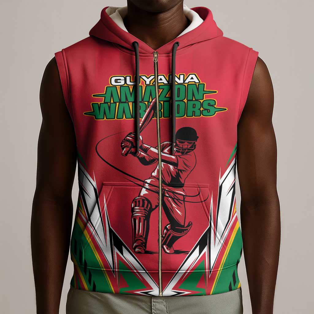 Guyana Cricket Amazon Warriors Custom Sleeveless Zip Hoodie Go Champion - African Pride
