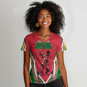 Guyana Cricket Amazon Warriors Custom Women V-Neck T-Shirt Go Champion - African Pride