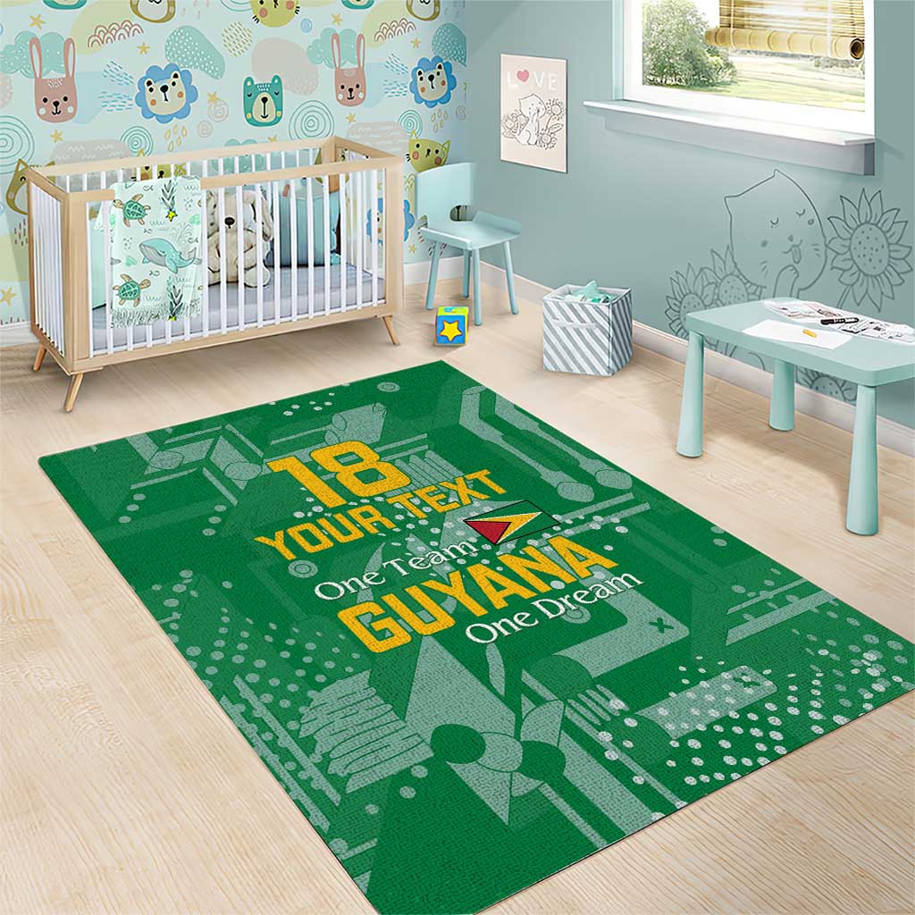 One Team One Game Guyana Football Custom Area Rug Pride Of Guyana Green Version - African Pride