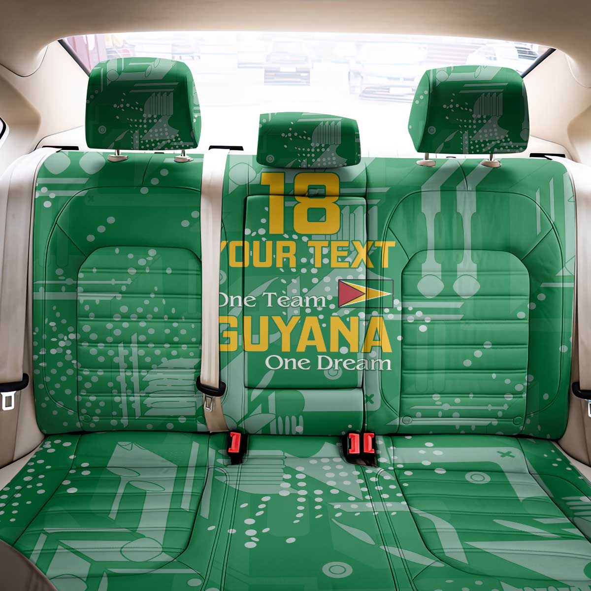One Team One Game Guyana Football Custom Back Car Seat Cover Pride Of Guyana Green Version - African Pride