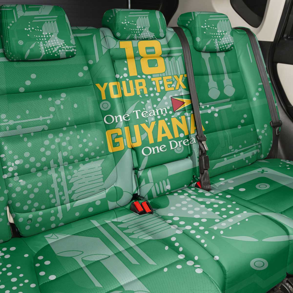 One Team One Game Guyana Football Custom Back Car Seat Cover Pride Of Guyana Green Version - African Pride