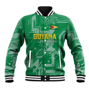 One Team One Game Guyana Football Custom Baseball Jacket Pride Of Guyana Green Version - African Pride