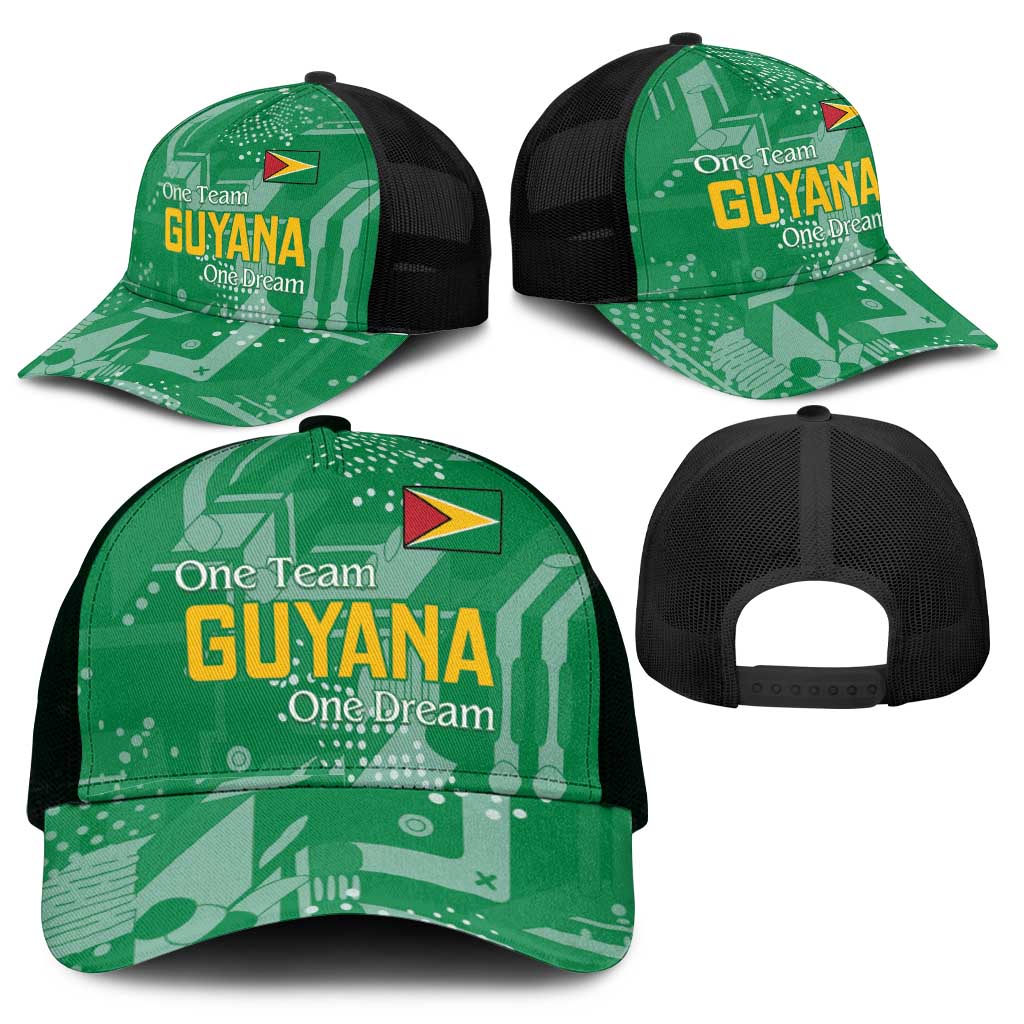 One Team One Game Guyana Baseball Net Cap Pride Of Guyana Green Version - African Pride