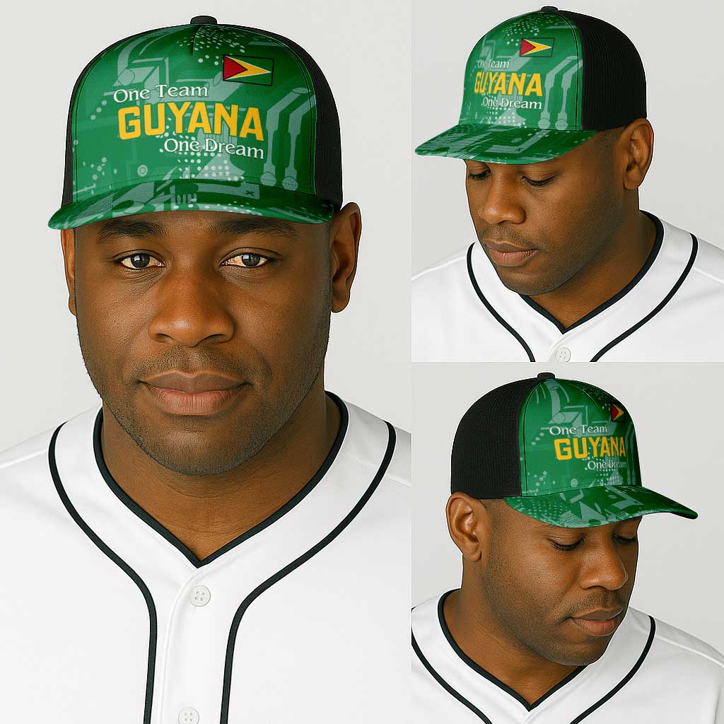 One Team One Game Guyana Baseball Net Cap Pride Of Guyana Green Version - African Pride