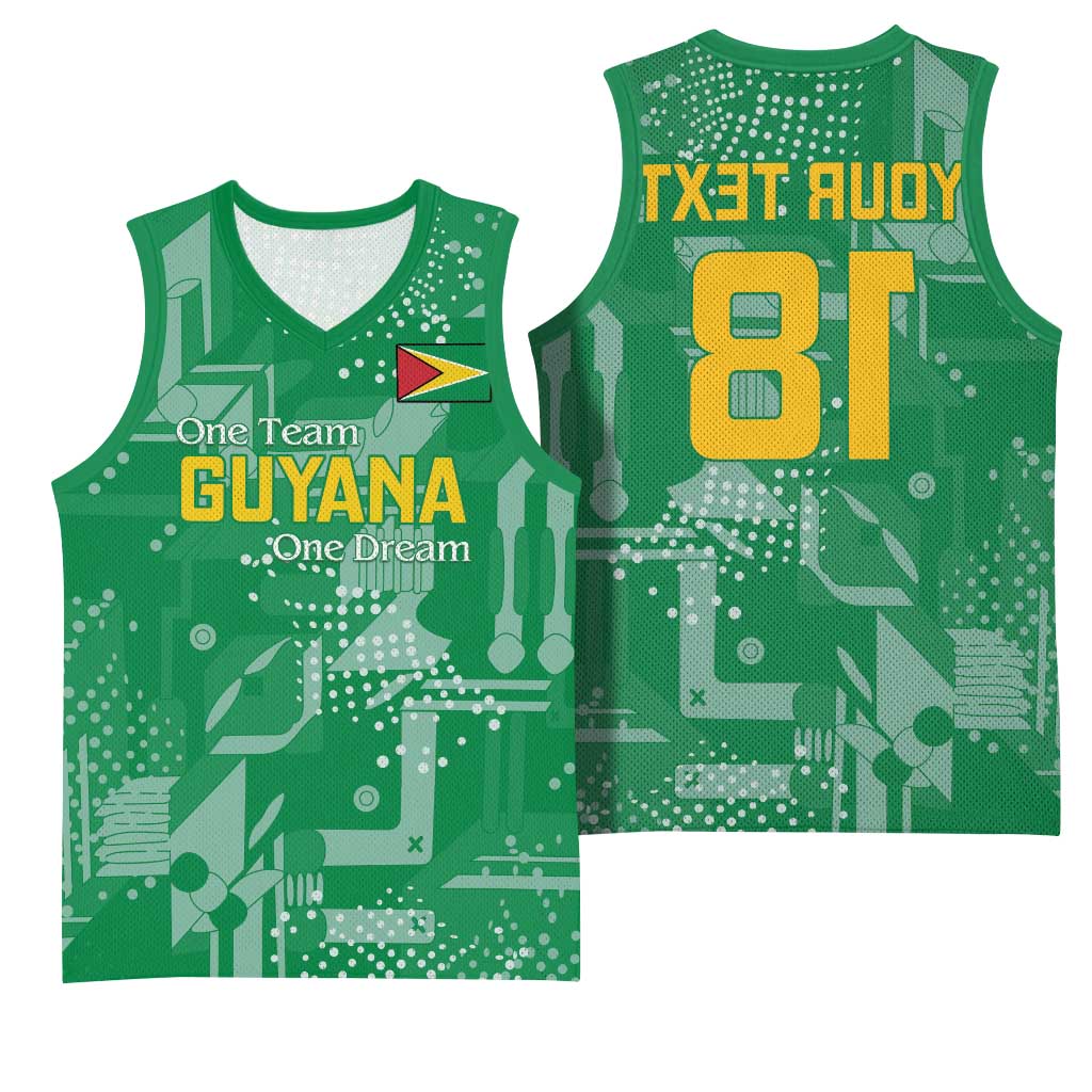 One Team One Game Guyana Football Custom Basketball Jersey Pride Of Guyana Green Version - African Pride