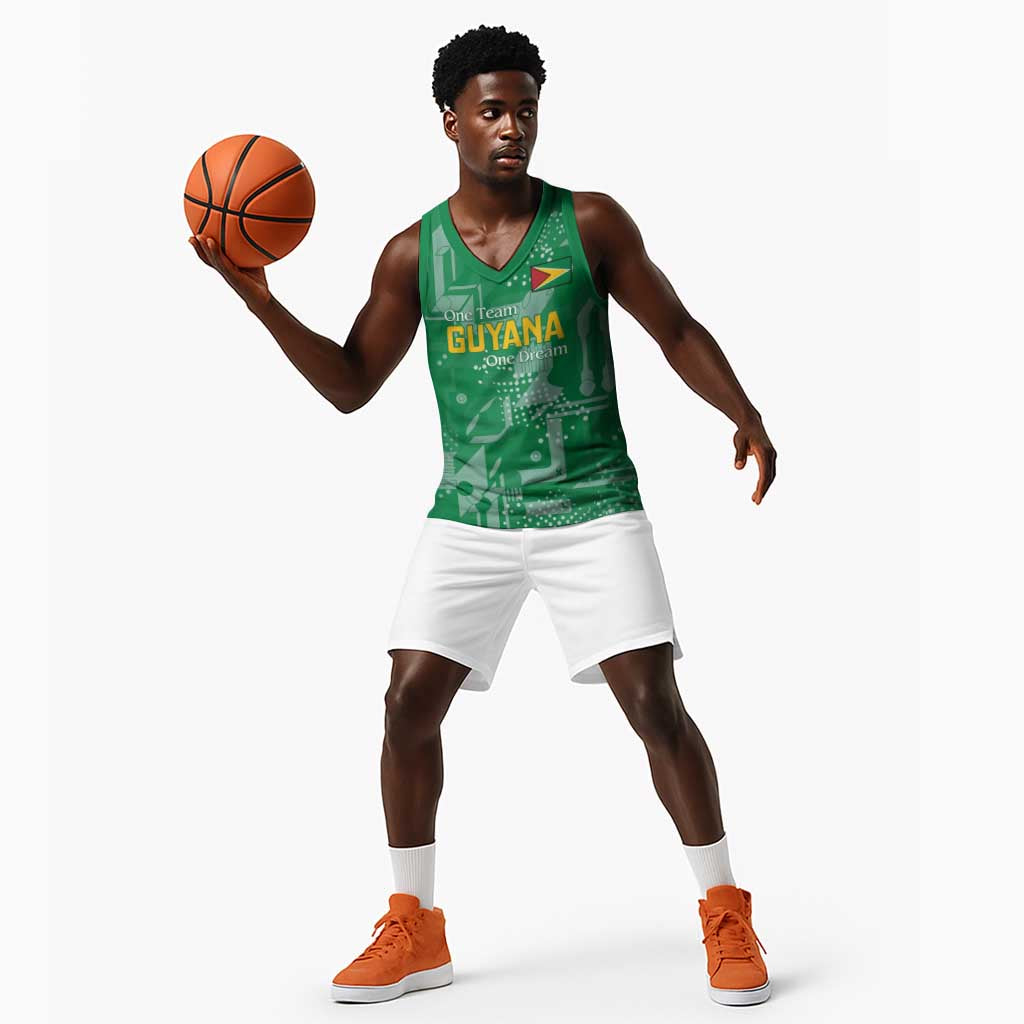 One Team One Game Guyana Football Custom Basketball Jersey Pride Of Guyana Green Version - African Pride