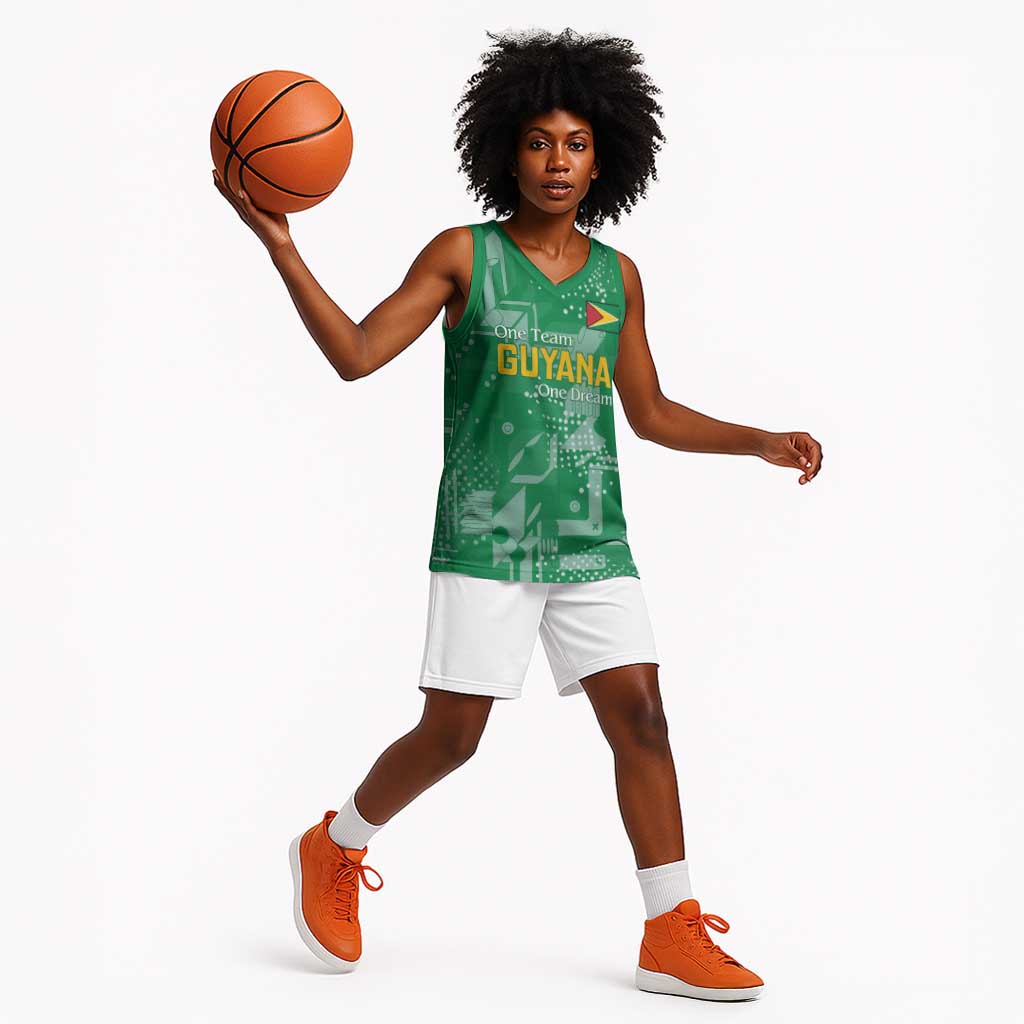 One Team One Game Guyana Football Custom Basketball Jersey Pride Of Guyana Green Version - African Pride