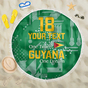 One Team One Game Guyana Football Custom Beach Blanket Pride Of Guyana Green Version - African Pride