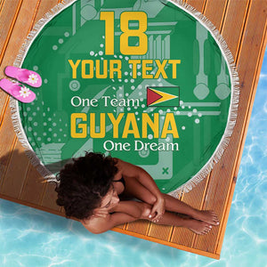 One Team One Game Guyana Football Custom Beach Blanket Pride Of Guyana Green Version - African Pride