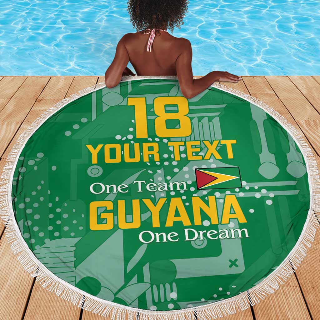 One Team One Game Guyana Football Custom Beach Blanket Pride Of Guyana Green Version - African Pride