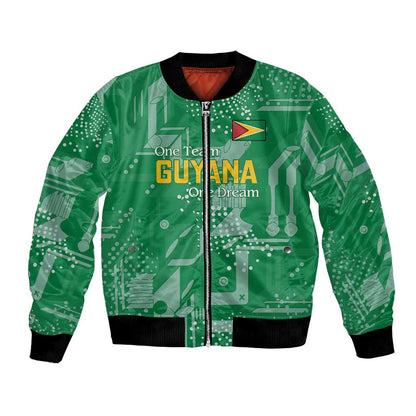 One Team One Game Guyana Football Custom Bomber Jacket Pride Of Guyana Green Version - African Pride
