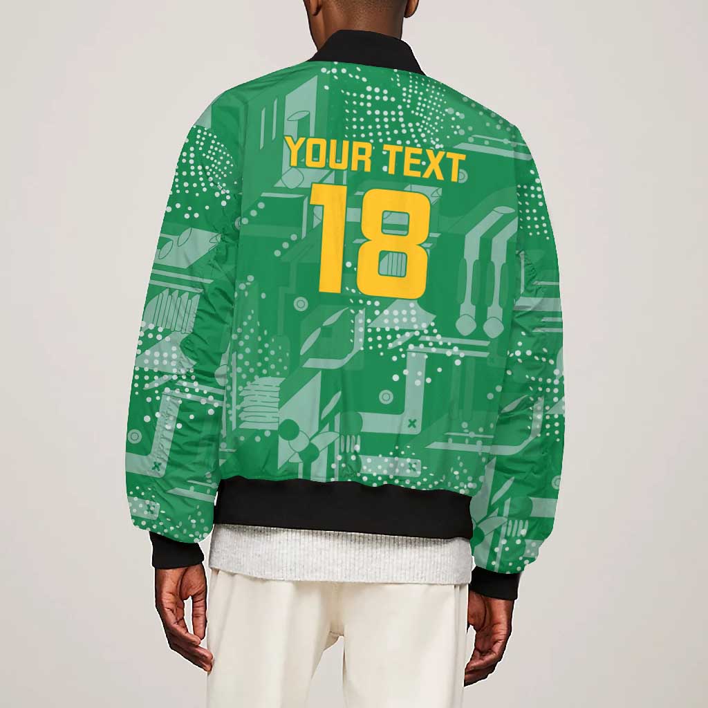 One Team One Game Guyana Football Custom Bomber Jacket Pride Of Guyana Green Version - African Pride
