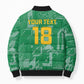 One Team One Game Guyana Football Custom Bomber Puffer Jacket Pride Of Guyana Green Version