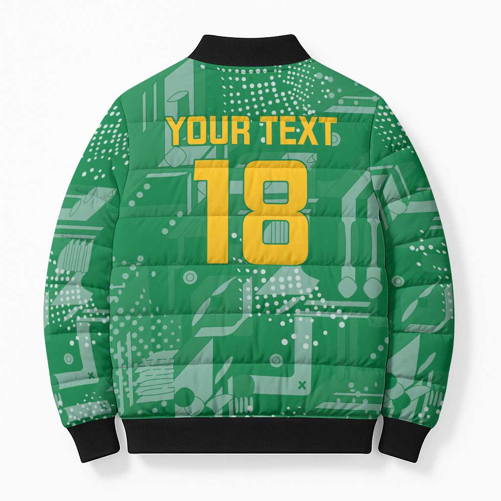 One Team One Game Guyana Football Custom Bomber Puffer Jacket Pride Of Guyana Green Version