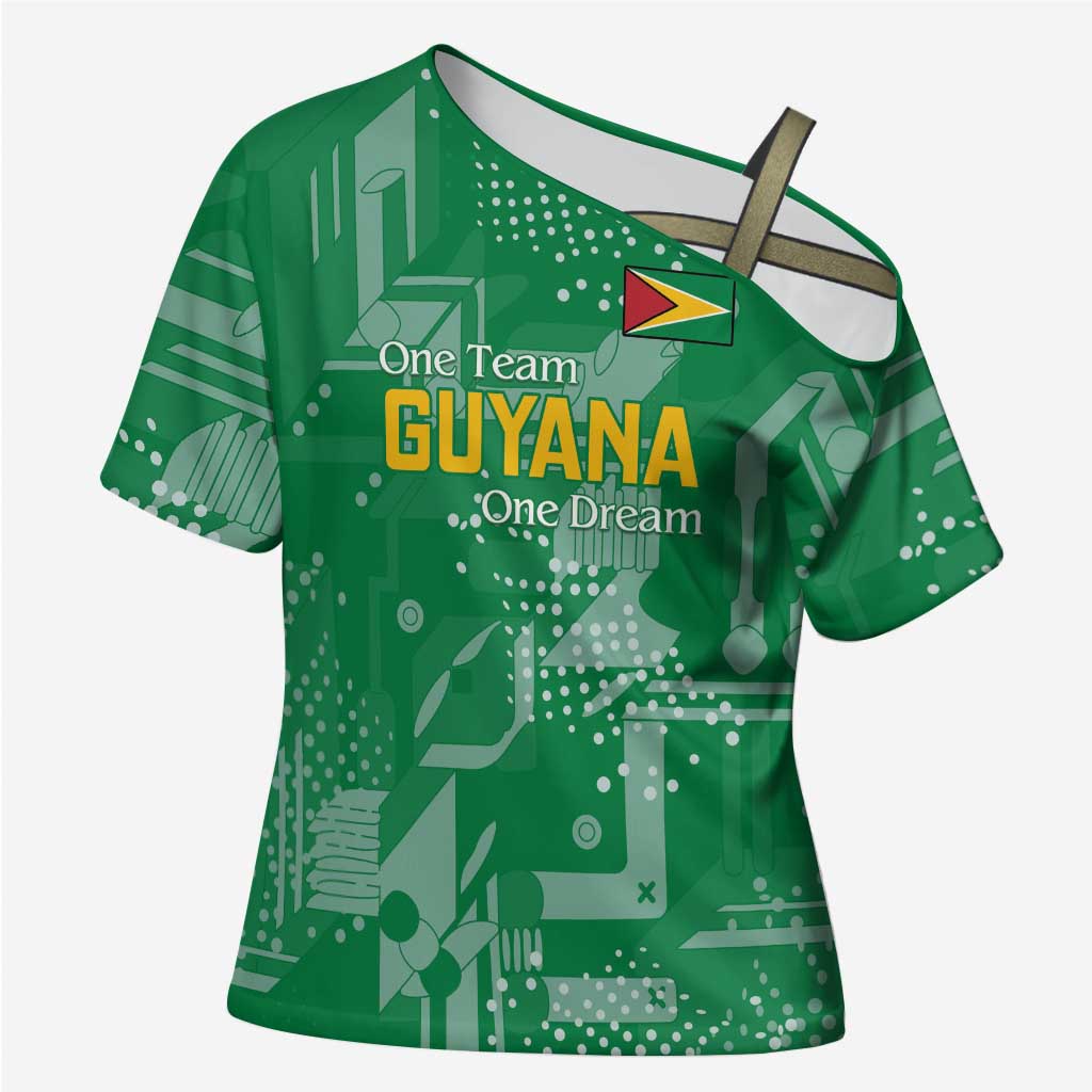 One Team One Game Guyana Football Custom Cross Shoulder Shirt Pride Of Guyana Green Version