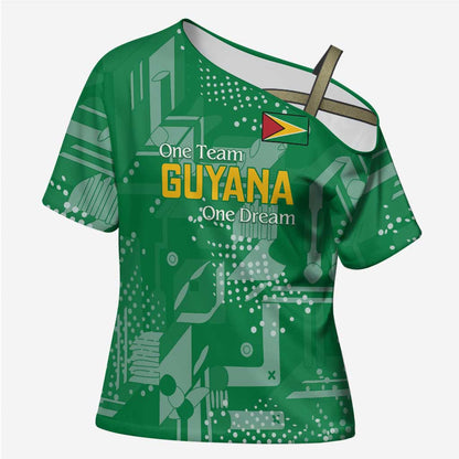 One Team One Game Guyana Football Custom Cross Shoulder Shirt Pride Of Guyana Green Version