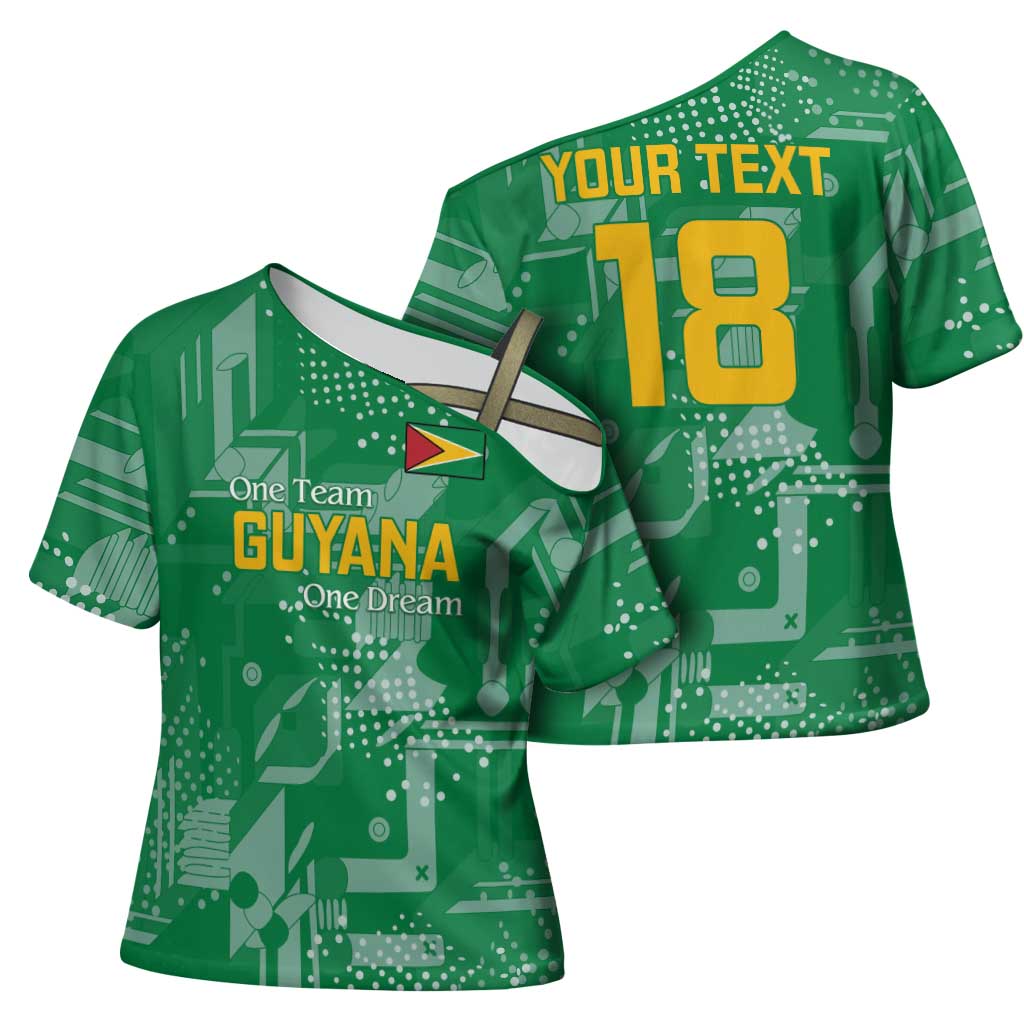 One Team One Game Guyana Football Custom Cross Shoulder Shirt Pride Of Guyana Green Version