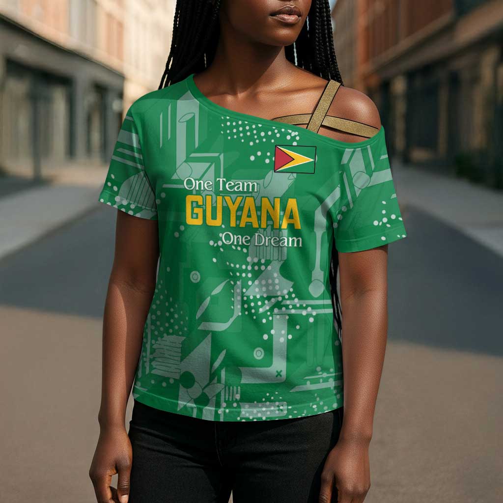 One Team One Game Guyana Football Custom Cross Shoulder Shirt Pride Of Guyana Green Version