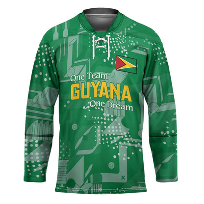 One Team One Game Guyana Football Custom Hockey Jersey Pride Of Guyana Green Version