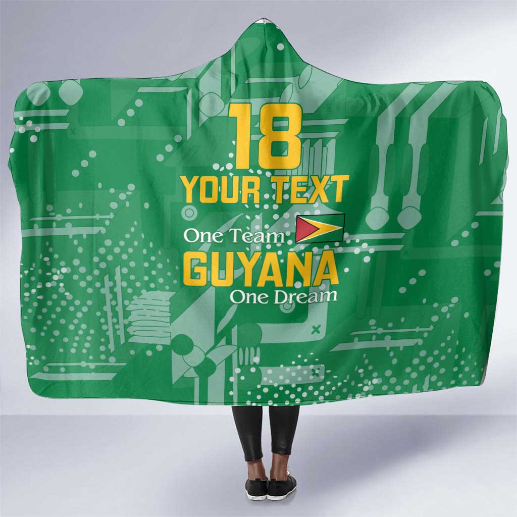One Team One Game Guyana Football Custom Hooded Blanket Pride Of Guyana Green Version - African Pride