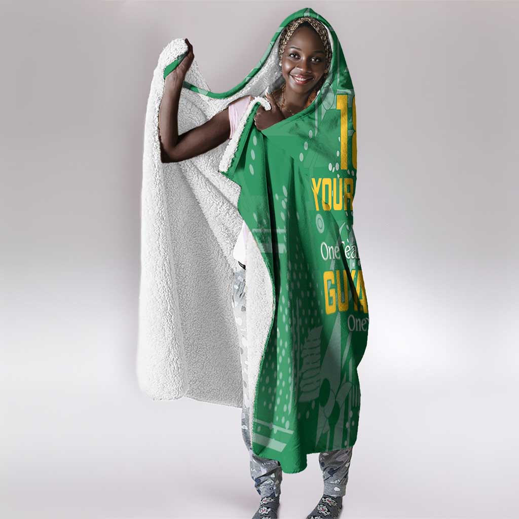 One Team One Game Guyana Football Custom Hooded Blanket Pride Of Guyana Green Version - African Pride