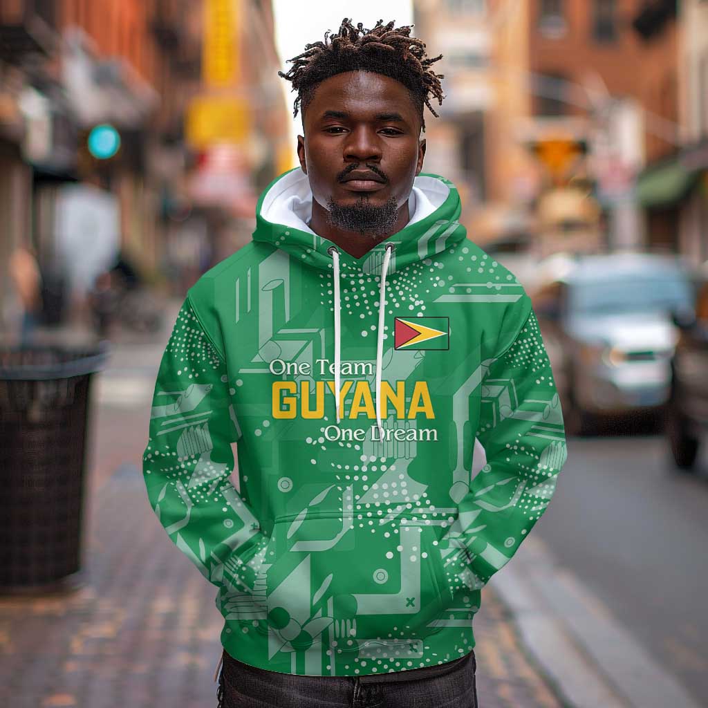 One Team One Game Guyana Football Custom Hoodie Pride Of Guyana Green Version - African Pride