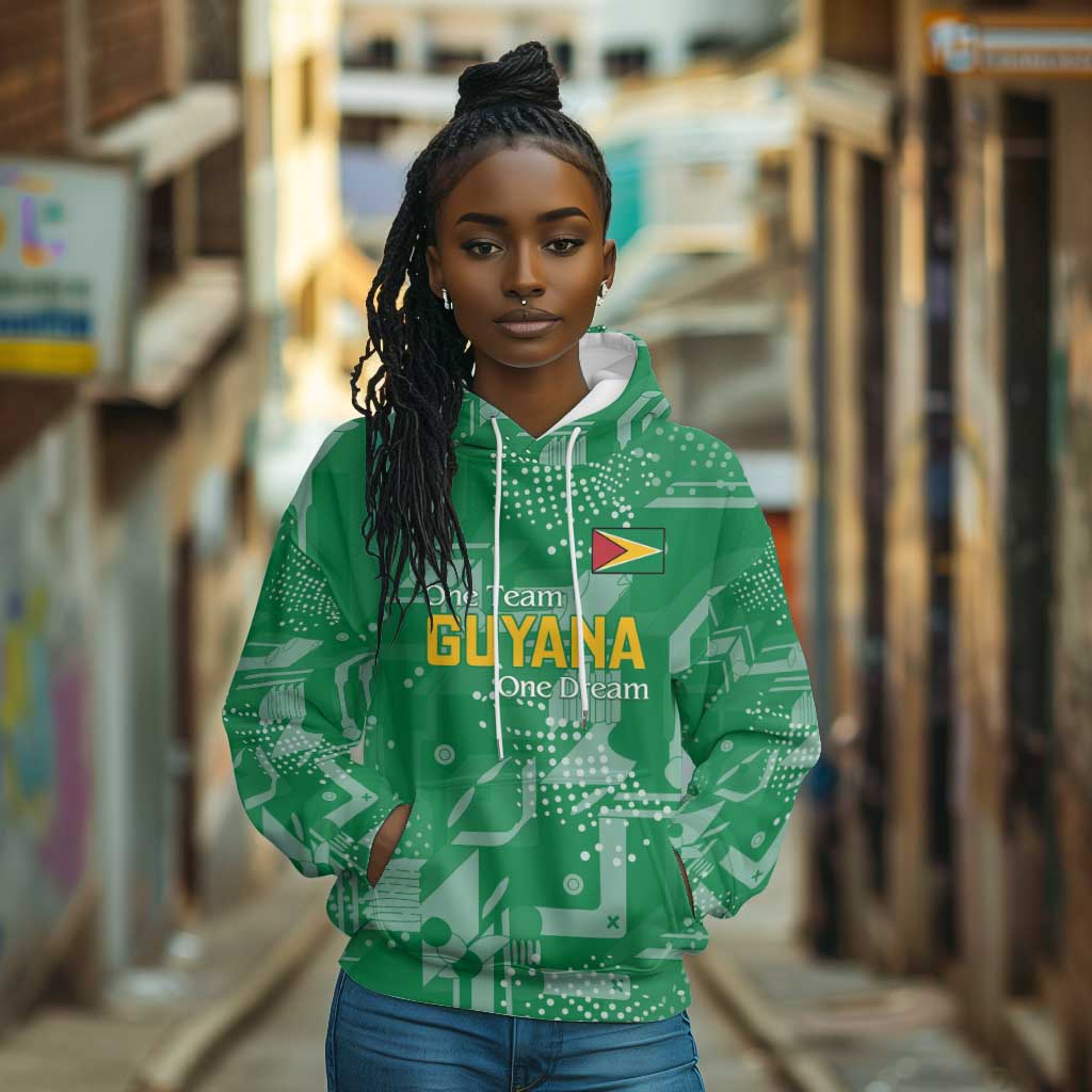 One Team One Game Guyana Football Custom Hoodie Pride Of Guyana Green Version - African Pride