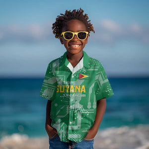 One Team One Game Guyana Football Custom Kid Hawaiian Shirt Pride Of Guyana Green Version - African Pride