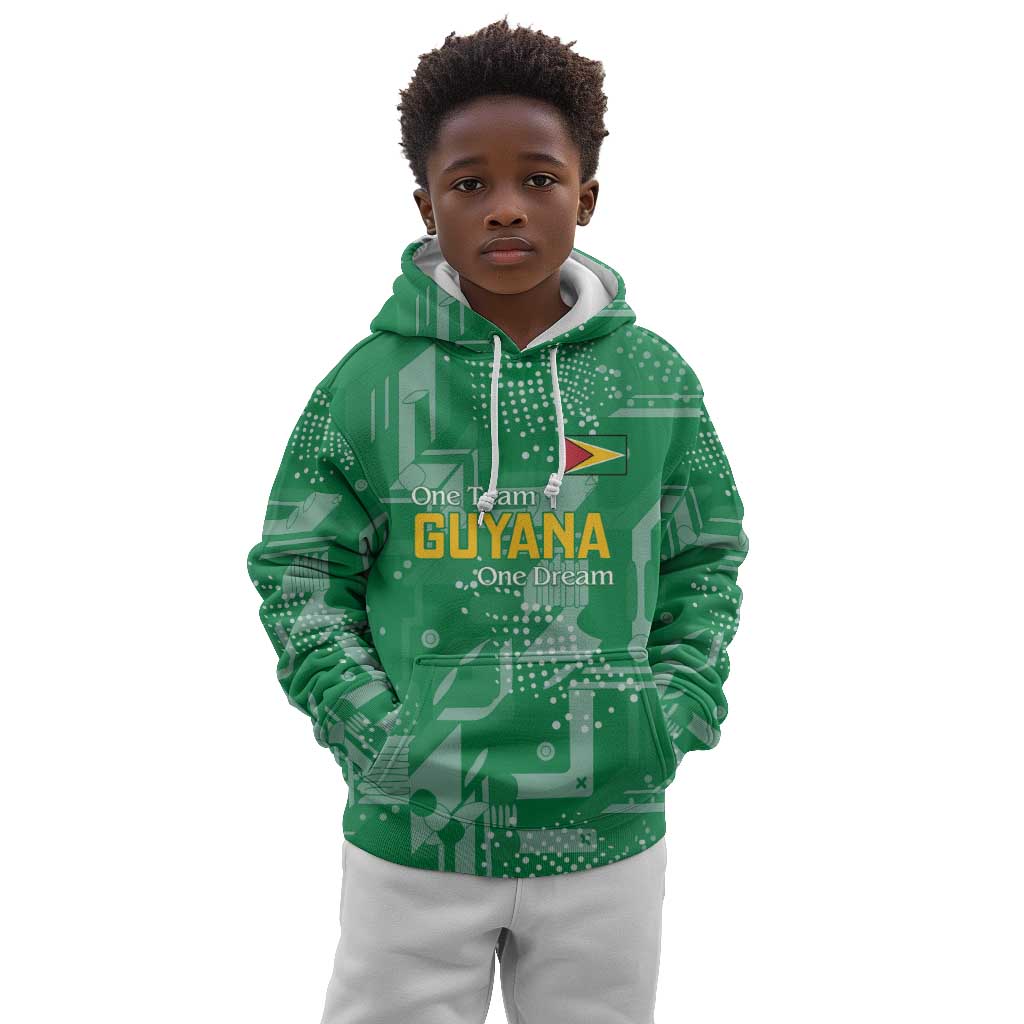 One Team One Game Guyana Football Custom Kid Hoodie Pride Of Guyana Green Version - African Pride
