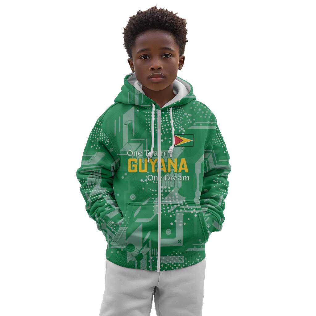 One Team One Game Guyana Football Custom Kid Hoodie Pride Of Guyana Green Version - African Pride
