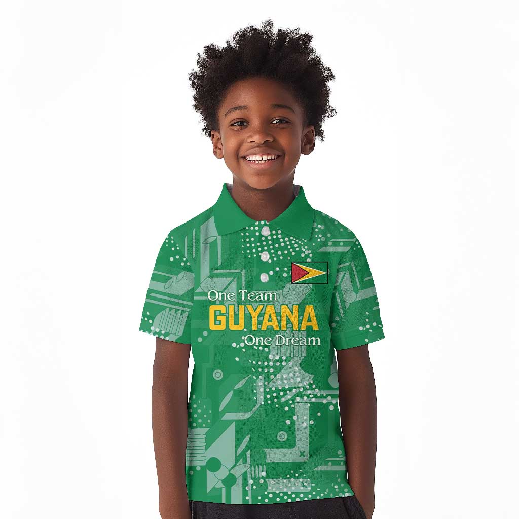 One Team One Game Guyana Football Custom Kid Polo Shirt Pride Of Guyana Green Version - African Pride