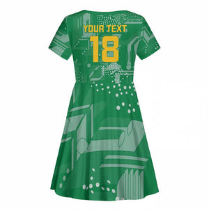 One Team One Game Guyana Football Custom Kid Short Sleeve Dress Pride Of Guyana Green Version - African Pride