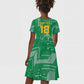 One Team One Game Guyana Football Custom Kid Short Sleeve Dress Pride Of Guyana Green Version - African Pride