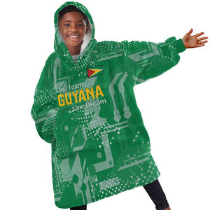 One Team One Game Guyana Football Custom Kid Wearable Blanket Hoodie Pride Of Guyana Green Version - African Pride