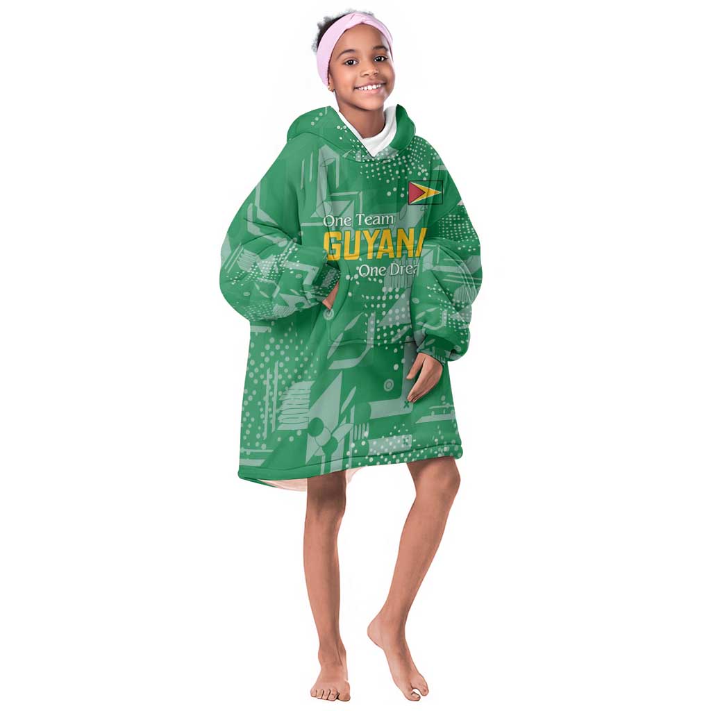 One Team One Game Guyana Football Custom Kid Wearable Blanket Hoodie Pride Of Guyana Green Version - African Pride