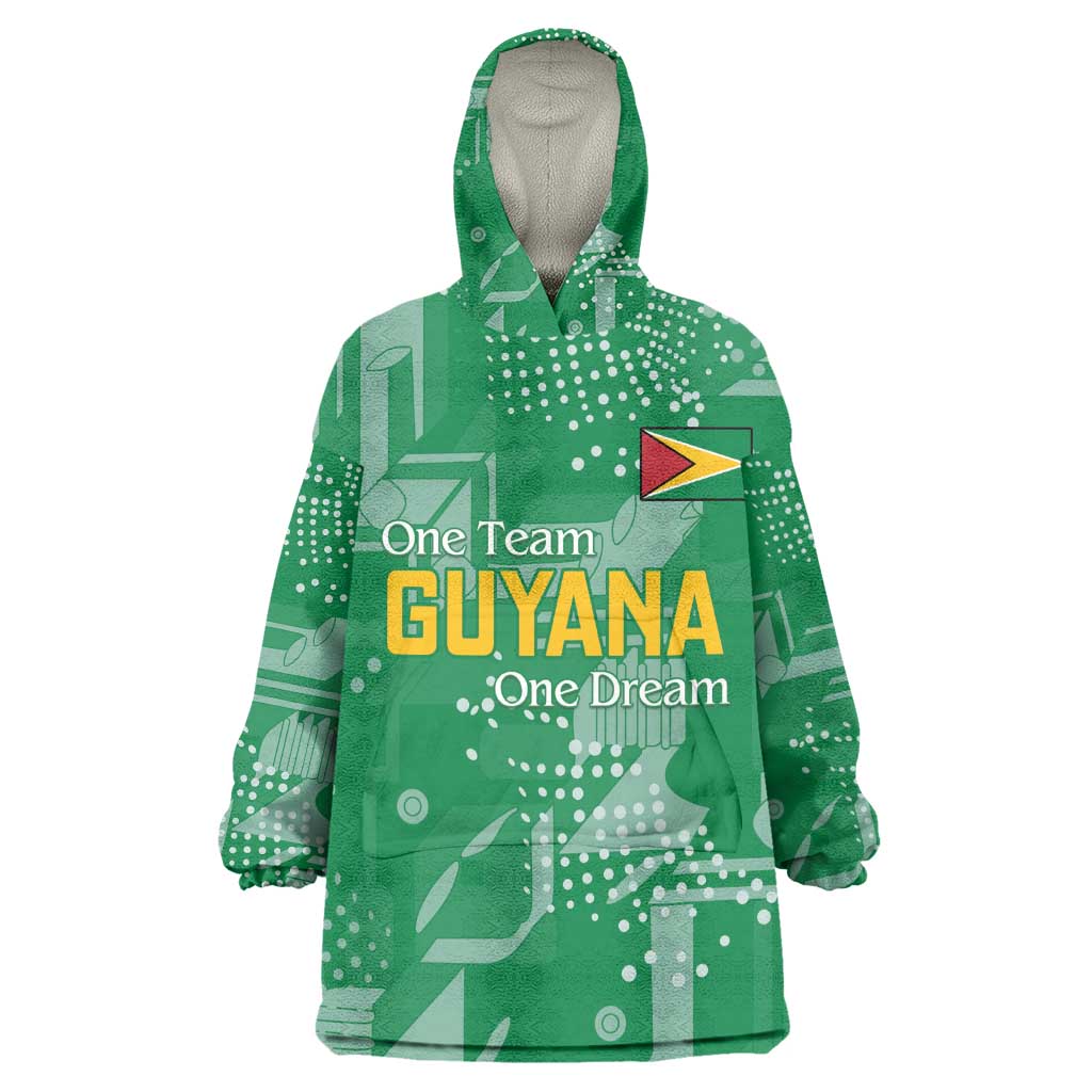 One Team One Game Guyana Football Custom Kid Wearable Blanket Hoodie Pride Of Guyana Green Version - African Pride