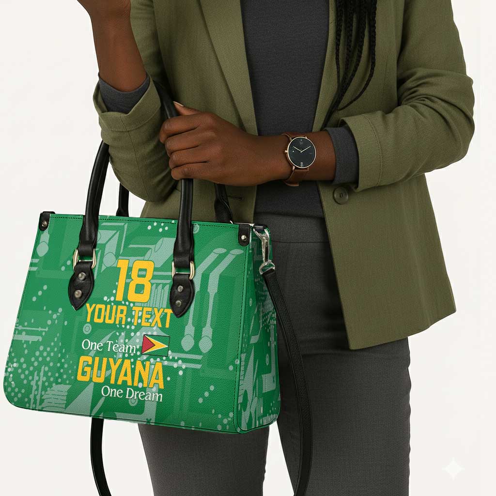 One Team One Game Guyana Football Custom Leather Bag Pride Of Guyana Green Version