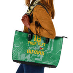 One Team One Game Guyana Football Custom Leather Tote Bag Pride Of Guyana Green Version - African Pride