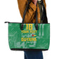 One Team One Game Guyana Football Custom Leather Tote Bag Pride Of Guyana Green Version - African Pride